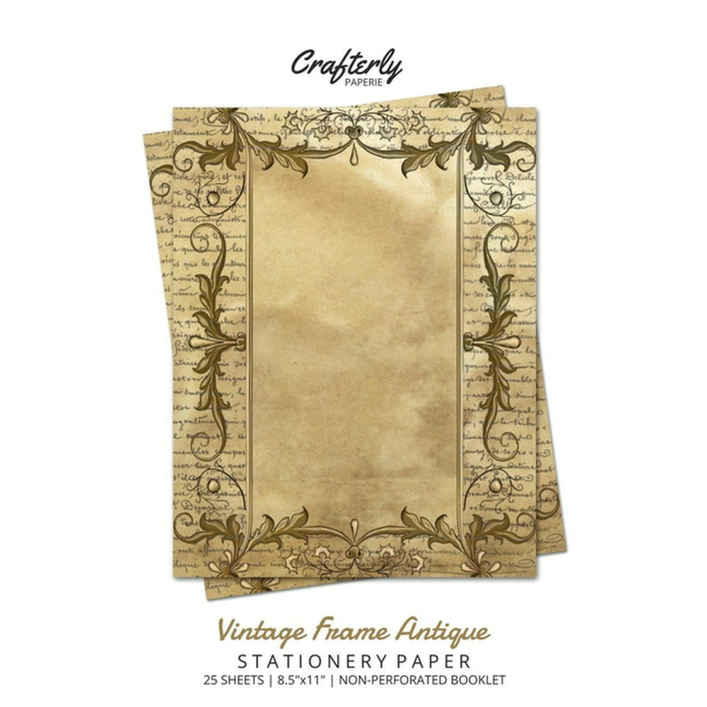 Vintage Frame Antique Stationery Paper Antique Letter Writing Paper for Home, Office, 25 Sheets