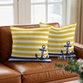 thumbnail image 3 of Anchor Striped Throw Pillow Cover Ocean Sage Yellow and Blue Striped Decor Cotton Linen Cushion Cover Throw Pillow Case with Invisible Zipper for Couch Sofa Bed Chair Car 24x24 Inch, 3 of 14