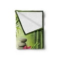 thumbnail image 2 of Spa Soft Flannel Fleece Throw Blanket, Stones and Bamboo Leaves on the Water Pool Freshness Relaxing Theme, Cozy Plush for Indoor and Outdoor Use, 50" x 70", Apple Green Magenta, by Ambesonne, 2 of 5