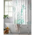 thumbnail image 2 of Split Shower Curtain for Transfer Bench, Coastal Turquoise Fabric Shower Curtains for Bathroom, Coral Starfish Jellyfish Seahorse Tub Sliding Transfer Bench Waterproof Bath Curtains 72"x84", 2 of 9