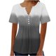 thumbnail image 1 of Tops de Algodón para las Mujeres Impreso en V-Cuello Botón Arriba Manga Corta Superior, Imitación Algodón Casual Blusa, 1 of 4