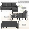 thumbnail image 2 of Vineego Convertible Sectional Sofa Couch, 3 Seat L-Shaped Sofa,Dark Gray, 2 of 2