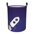 thumbnail image 1 of DouZhe Waterproof Collapsible Large Laundry Baskets, Universe Stars Rocket Spaceship Prints Circular Hamper with Handles, 1 of 7