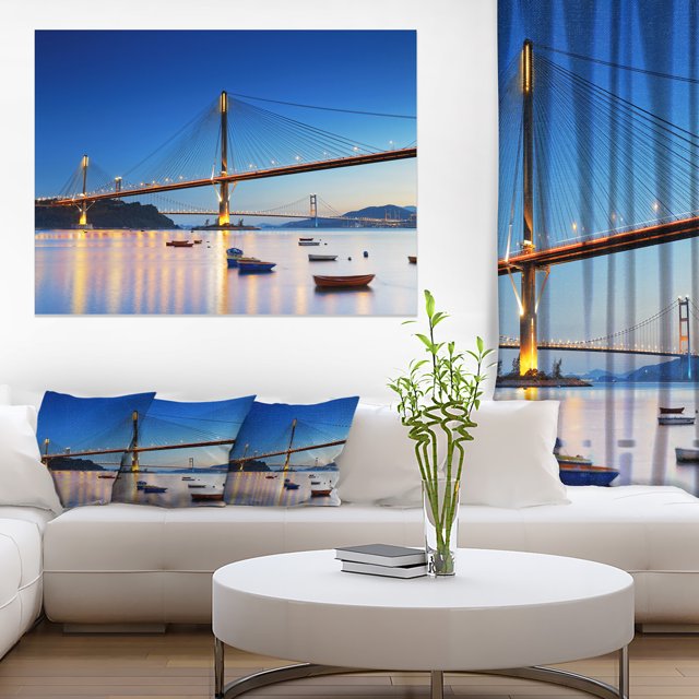 Hong Kong High Bridge at Night - Impression sur Toile Pont de Mer