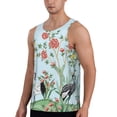 thumbnail image 2 of Easygdp Chinoiserie Floral Palm Tree Men's Tank Top, Sleeveless Muscle T Shirts, Breathable, Quick-Dry, Loose for Gym, Running, Fitness - 4X-Large, 2 of 9