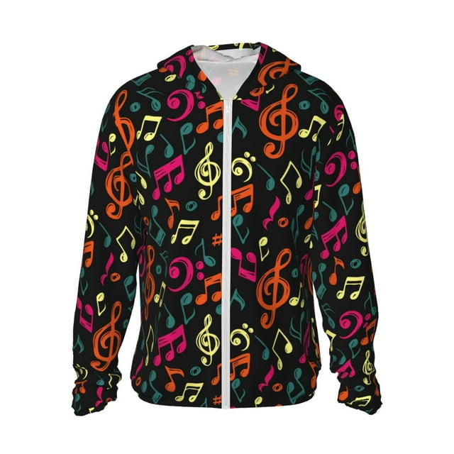 Lsque Music Notes Pattern UPF 50+ Lightweight Sun Protection Men's Women's Long Sleeve Shirt, Hoodie Performance -Medium