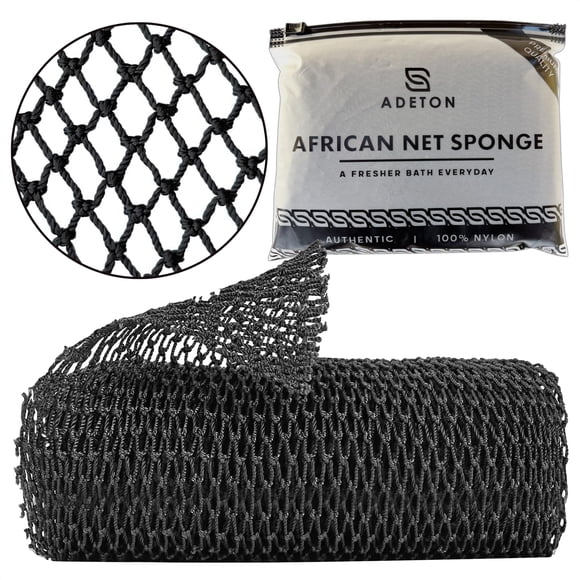 Esponja de red africana, auténtica red de baño exfoliante, red de lavado africana anudada real, de propiedad negra, exfoliante corporal Sapo Afro para ducha, exfoliante corporal esencial, versión gran