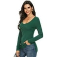 thumbnail image 1 of Women Long Sleeve Crew Neck/Scoop Neck Rayon Slim Fit Stretchy Layer T Shirts Tops, 1 of 5