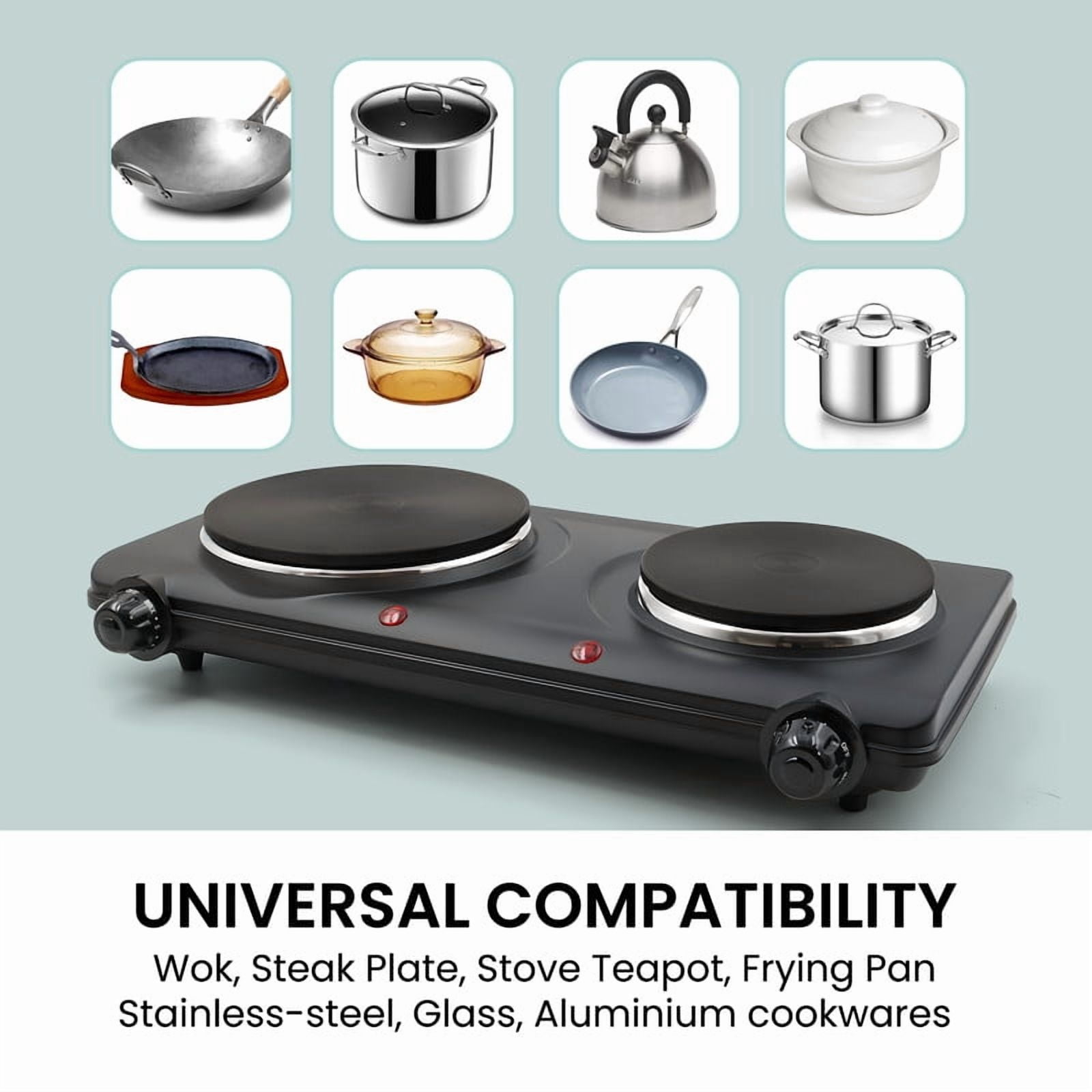 Elite Cuisine EDB503 Electric Double Cast Burner Hot Plate