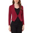 thumbnail image 1 of Women's Work Office Blazer Collarless Business Casual Suit Jacket Cropped Blazer M Deep Red, 1 of 7