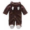 thumbnail image 4 of Newborn Baby Boys Girls Cartoon Bear Ears Warm Fleece Hooded Romper Jumpsuit, 4 of 9