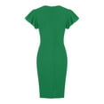 thumbnail image 5 of Bigersell Cute Spring Dresses Women Solid V-Neck Ruffle Short Sleeve Cocktail Party Ruched Dresses Evening Dresses Women Boho Dresses, Style 32973, Green M, 5 of 8