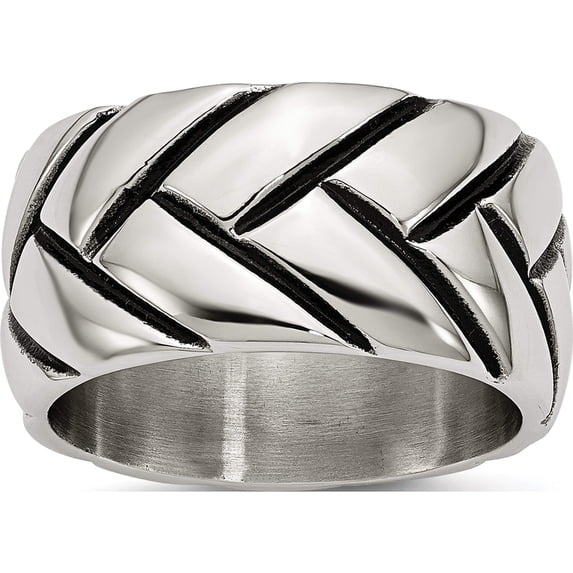 Stainless Steel Polished Braided Design Ring (Size 8) Made In China sr287-8