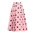thumbnail image 5 of WTOBBY Women's Summer Casual Vintage Polka Dot Midi Skirt with Concealed Pockets, Flowy A-Line Large Swing Beach Skirt Drape Design for Retro Styling,Pink L, 5 of 5