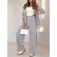 thumbnail image 4 of Women'S Fall Spring 2 Piece Blazer Outfits Business Casual Oversized Jacket Wide Leg Work Pants Gray XS, 4 of 9