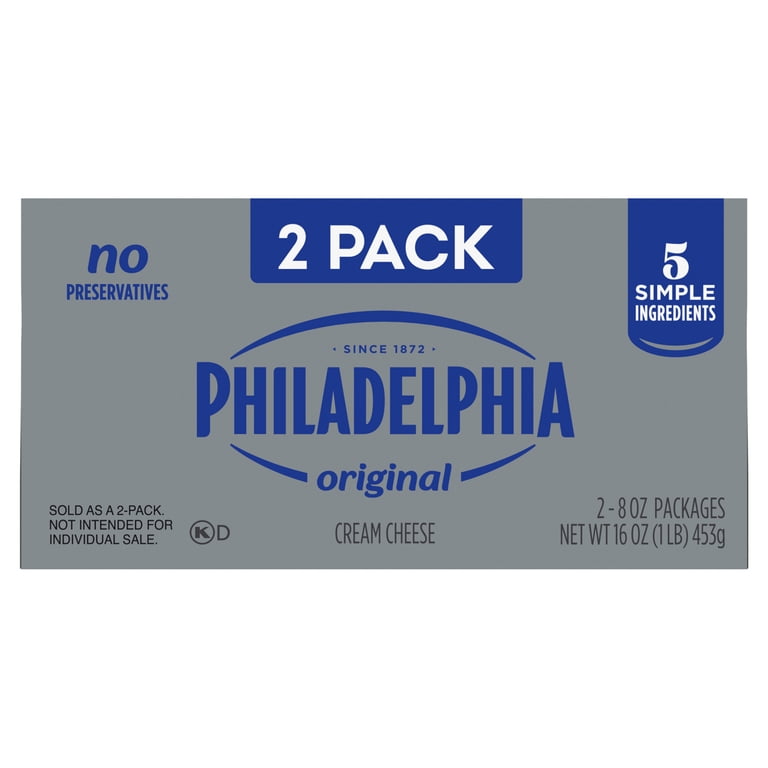 Philadelphia Cream Cheese, 2 Blocks, for Recipes and Baking