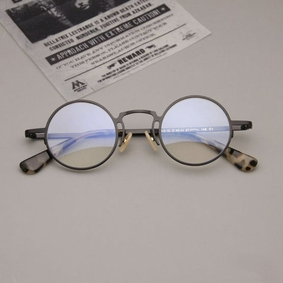 Men Retro Round Black Stainless Steel Metal Glasses Frame Women Style Eyeglasses Frame 43-27-145mm