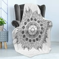 thumbnail image 4 of Mandala Soft Flannel Fleece Throw Blanket, Ornate Esoteric Esoteric Oriental Art Print, Cozy Plush for Indoor and Outdoor Use, 60" x 80", Black White, by Ambesonne, 4 of 5