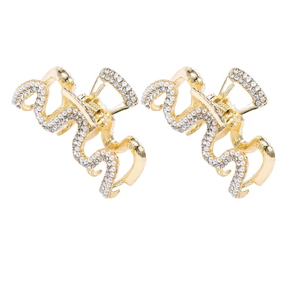 MEIBUTYUP 2Pcs Small Hair Claw Clips Golden Alloy Hair Claw Clamp for Elegant Hairstyles