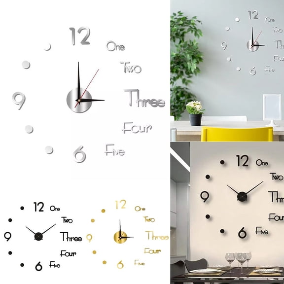 New Modern Design Large Wall Clock 3D DIY Quartz Clocks Fashion Watches Acrylic Mirror Stickers Living Room Home Decor Horloge silver Smile Home