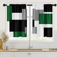 thumbnail image 1 of Green Kitchen Curtains 36 Inch Length Dark Grey White Window Curtains Over Sink Set of 2, Modern Short Tier Curtain for Kitchen, Abstract Geometric Art Small Kitchen Decor 26x36 Inch, 1 of 5