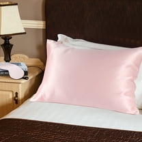 PiccoCasa 19 Momme Silk Pillowcase with Eye Cover Set Standard Pink