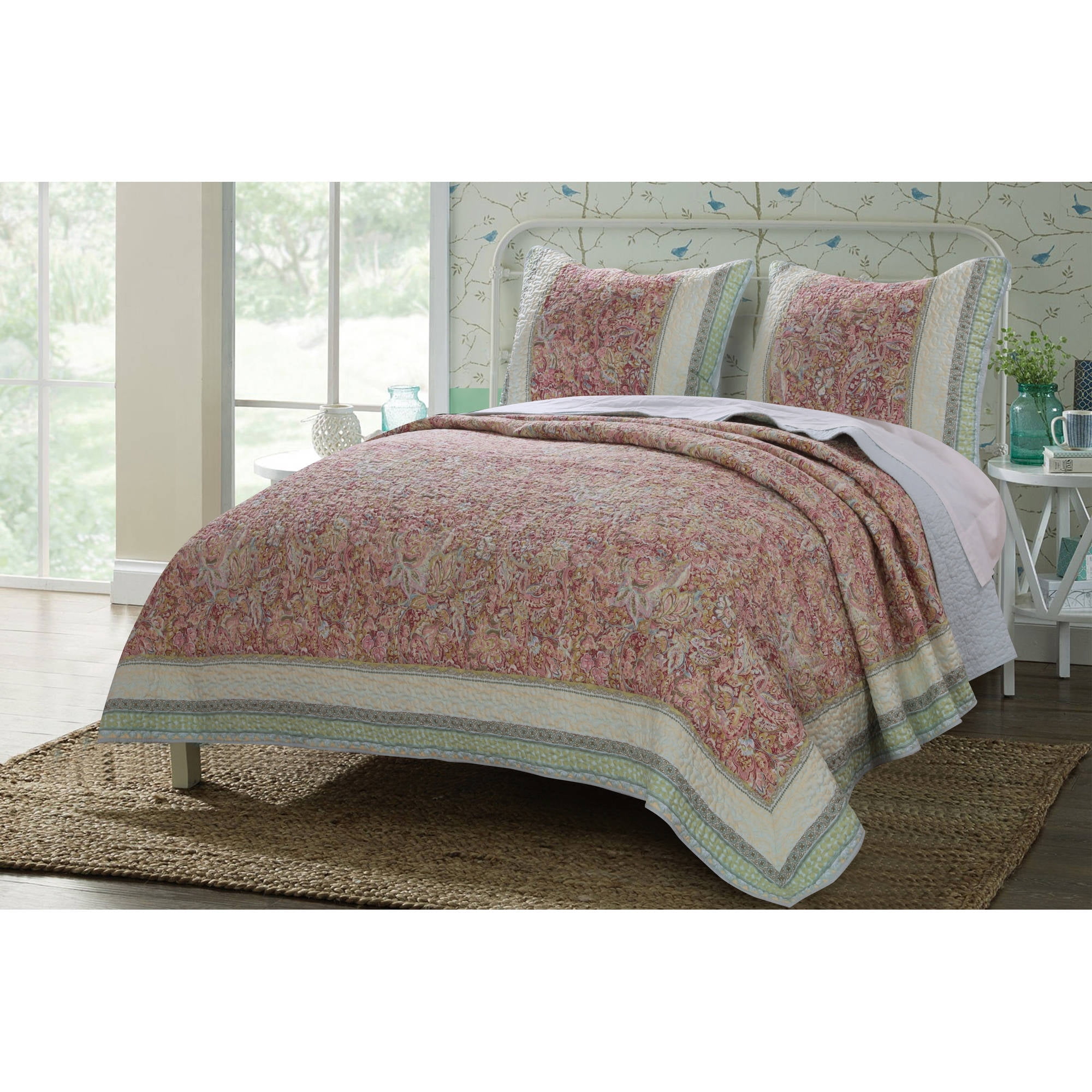 Global Trends Portsmouth Contemporary Floral Reversible Quilt Set, 2-Piece Twin/Twin XL