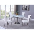 thumbnail image 3 of Milan Talia Dining Set with Extendable White Glass Table & White Tufted Chairs, 3 of 15