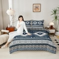 thumbnail image 4 of Feelyou Bohemian Triangle Buffalo Queen Comforter Set, Blue Hippie Aztec Bedding Sets, Teens Adult Women Men Reversible Bedding Comforter Set, Microfiber Bedroom Decor, 3-Piece, 4 of 8