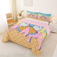 thumbnail image 2 of Manfei Watercolor Bowknot Full Size Comforter Sets,Drippy Ice Cream Pattern Bedding Comforter Set,Pink Reversible,3 Pieces,1 Comforter and 2 Pillowcases, 2 of 7