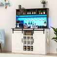 thumbnail image 3 of ChVans Farmhouse Coffee Bar Cabinet with LED Lights, 48" Sideboard Buffet Cabinet with 17 Storage Shelves & Outlets & Charging Port, Kitchen Wine Bar Table for Dining Living Room, 3 of 10