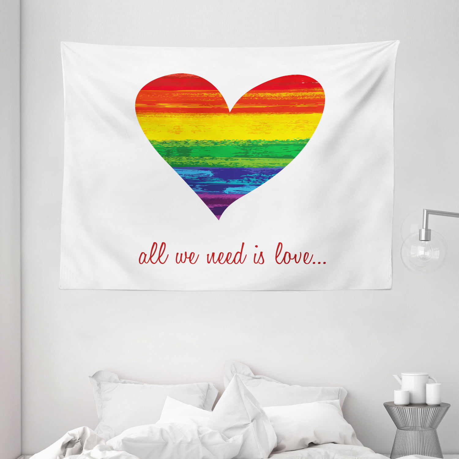 Pride Decorations Tapestry, Romantic All We Need Is Love Quote with ...