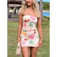 thumbnail image 5 of Michellecmm  Women Bodycon Dress, Strapless Backless Tree Print Mini Tube Dress, 5 of 9