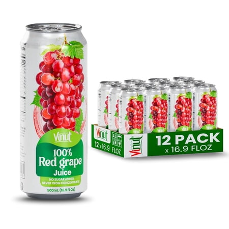 Vinut 100% Red Grape Juice No Sugar Added - Natural NFC (Not from Concentrate) Fresh Fruit Juice Drink 16.57 fl oz (Pack of 12)