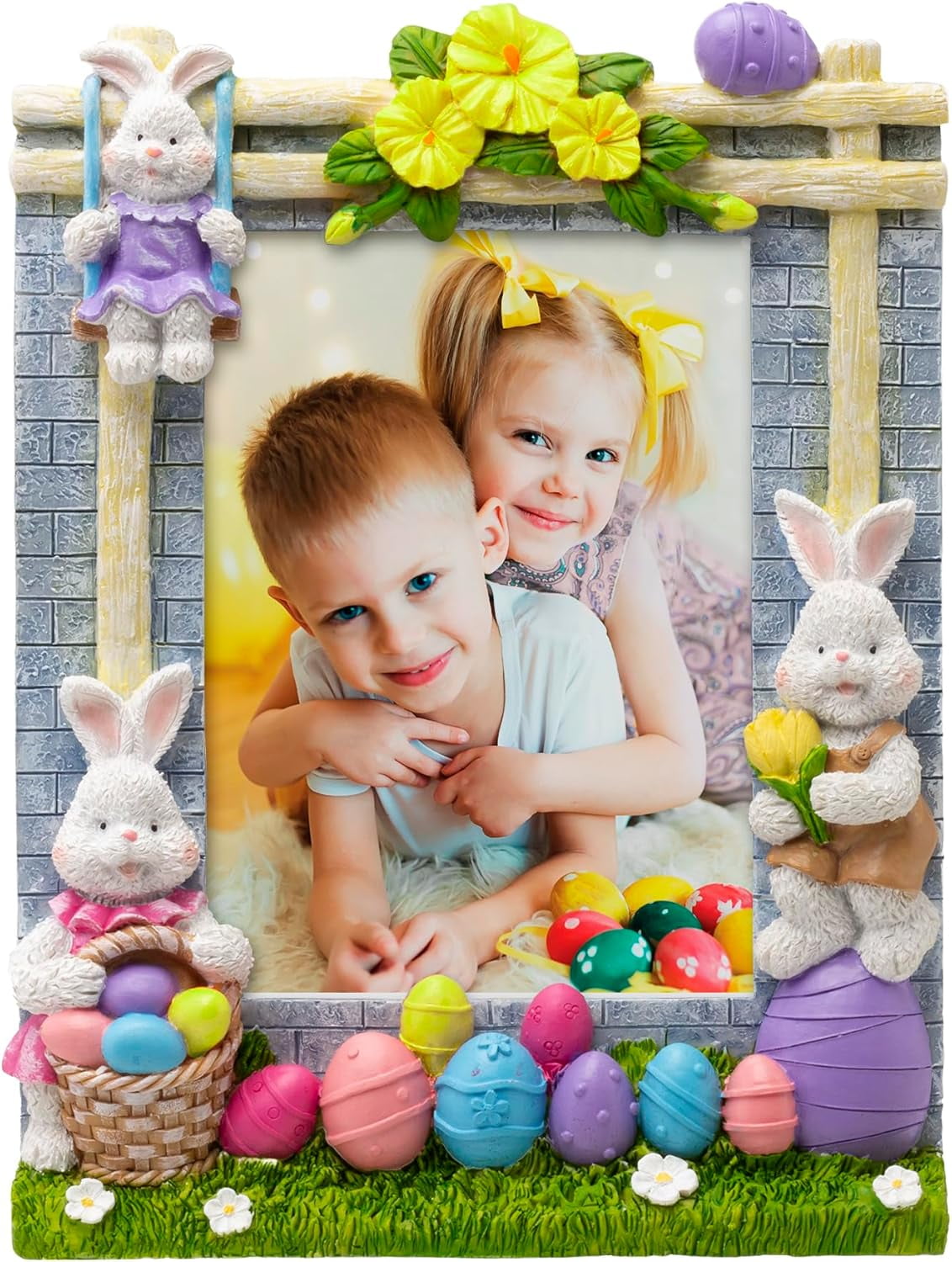 Fine Photo Gifts Easter Eggs & Bunnies 5x7 Resin Picture Frame