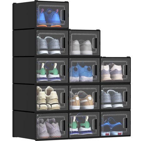 

FOPXRO 12PCS Shoe Box Storage Container Sneaker Stackable Transparent