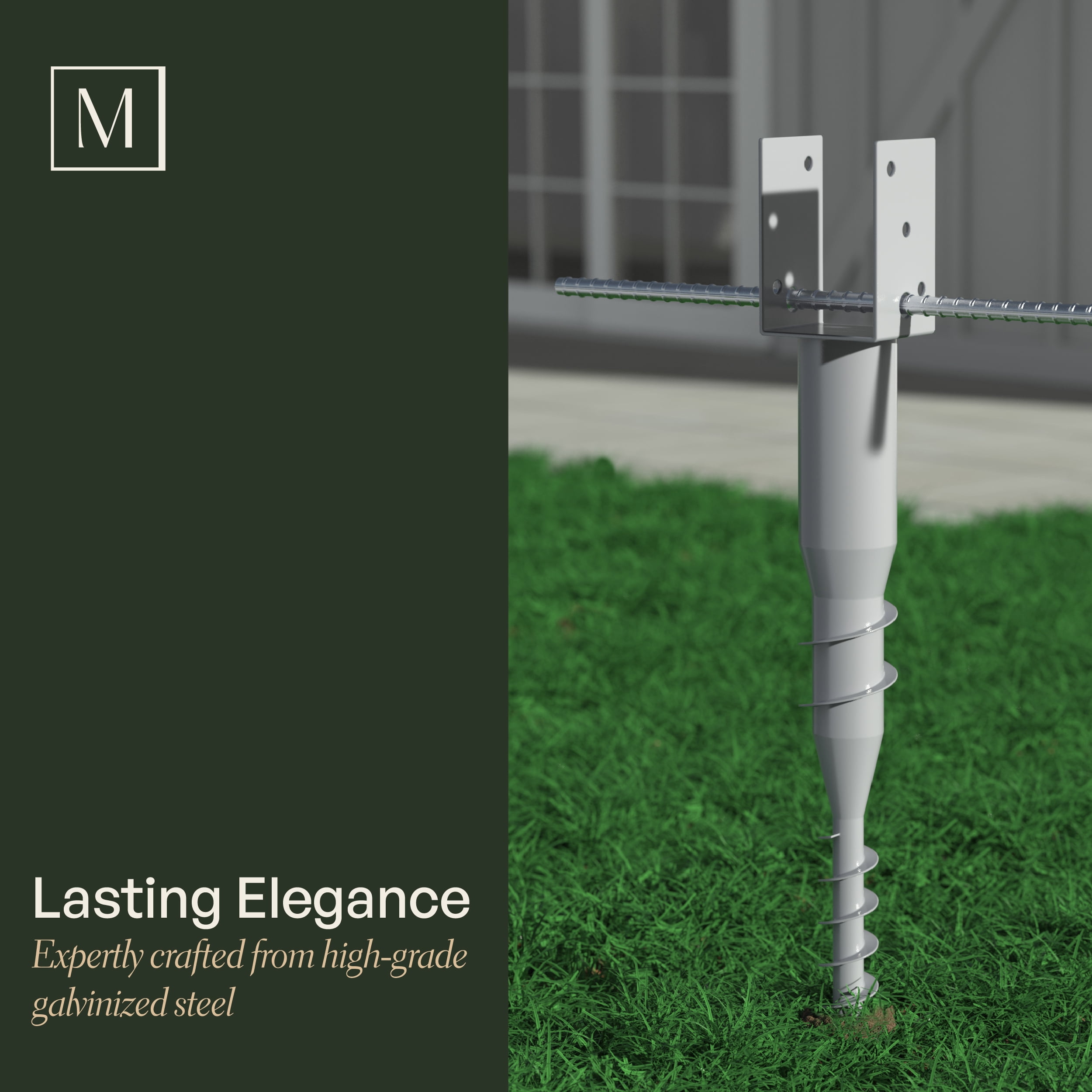 Mayne 4" x 27" No Dig Galvanized Steel Ground Hardware Anchor, 1 Pack
