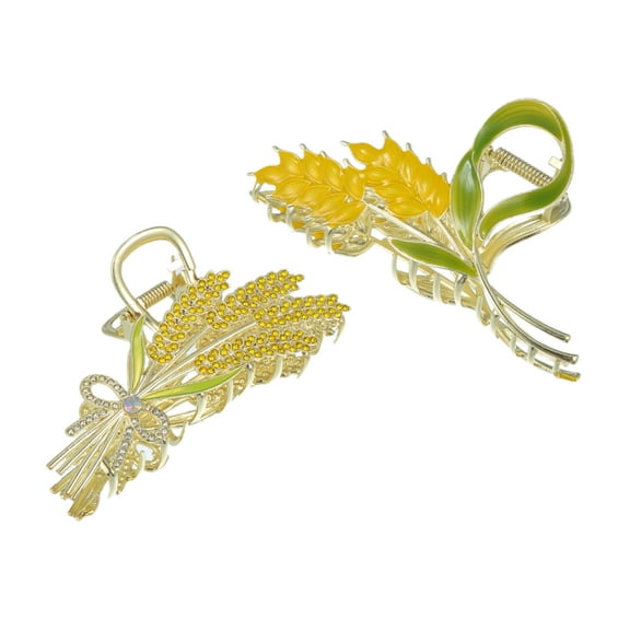 Unique Bargains 2pcs Flower Metal Hair Claw Clip for Women Cute Claw Clip Non-Slip Fashion Hair Accessories Yellow