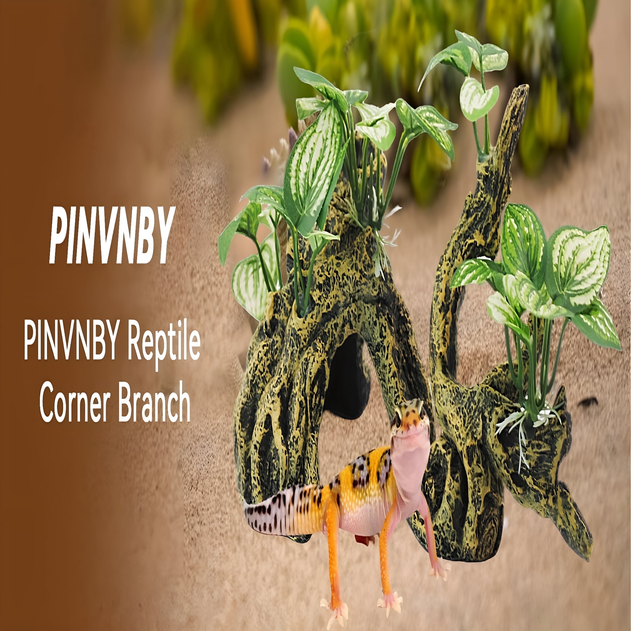 XIBUFE 2026 New Resin Branch for Reptile Tank,Crested Gecko Climbing Branches with Hideout Cave Bearded Dragon Tank Accessories Lizard Terrarium Habitat Plant Decorations for Snake Gecko Spider Frog