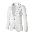 thumbnail image 1 of Chaqueta Solapa Con Muesca Abertura De La Espalda Uno-BotÃ³n Ajustado Casual Ligero Abrigos Deportivos BlÃ¡zer Para Hombres Blanco 48 Unique Bargains Blazer, 1 of 7