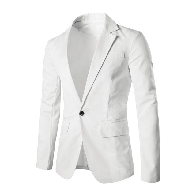 Chaqueta Solapa Con Muesca Abertura De La Espalda Uno-Botón Ajustado Casual Ligero Abrigos Deportivos Blázer Para Hombres Blanco 48 Unique Bargains Blazer
