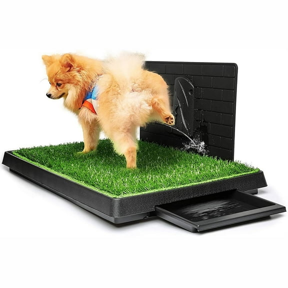 Hompet Dog Potty with Tray Large 30''x20'', Artificial Grass Patch for Indoor and Outdoor Use, Puppy Turf Grass Pad Reusable Training Pads with Pee Baffle, Ideal for Medium and Small Dogs