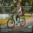 thumbnail image 5 of Lilypelle 26" Electric Bike for Women Adults, 36V 10.4Ah UL2849 (By SGS) Battery ,350W Helical Motor w/ 700W peak power , 7-Speed Electric Bicycle w/ Front Fork Suspension,Max 20mph,50 Miles,Class 2, 5 of 8