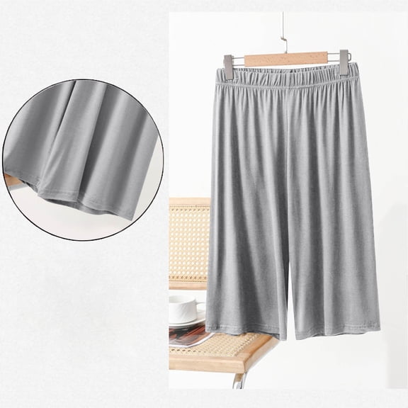 ylioge Pajama Shorts for Women Soft-Modal Casual Solid Color Baggy Wide Leg Pajamas Bottoms Elastic Waist Breathable Lightweight Loungewear Short