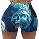 thumbnail image 2 of Fotbe Abstract Blue Skull Shorts Sin Costuras – Shorts Deportivos de Cintura Alta para Mujer, Elásticos para Gimnasio, Yoga, Running o Ciclismo-Large, 2 of 8