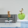 thumbnail image 2 of Estatua de gato, figura decorativa de escritorio, adorno para estante, escultura de fruta artificial, artesanía en cerámica con resina, ideal para reg, 2 of 8