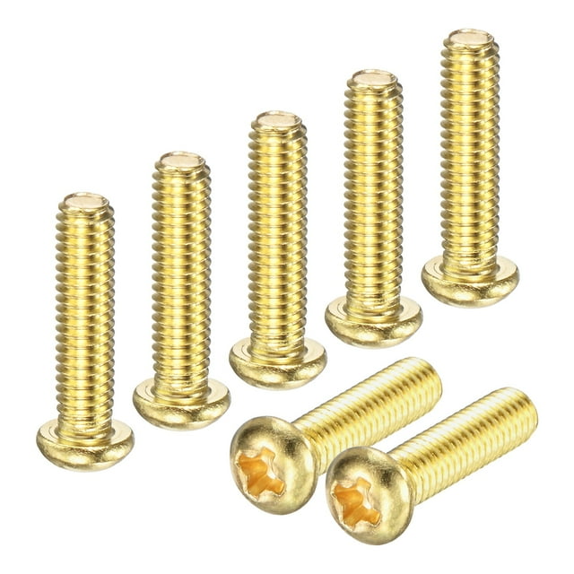 Uxcell 20-Pack Tornillos de Máquina de Cabeza Plana M4x16mm de Latón, Tornillos de Cabeza Cruzada Totalmente Rosca para Muebles de Latón