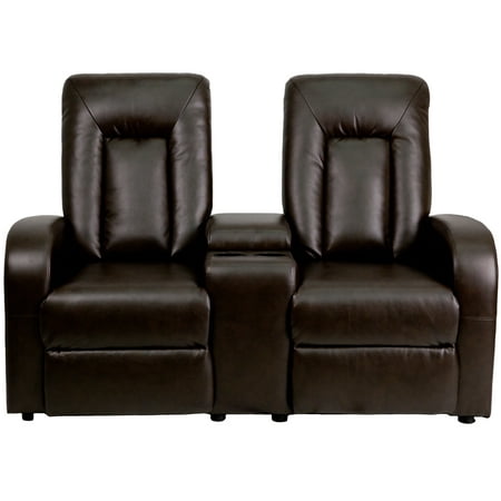 Flash Furniture Leather 2-Seat Home Theater Recliner with Storage Console, Multiple