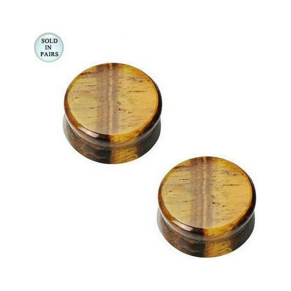 Large Gauge Solid Tiger's Eye Semi Precious Stone Saddle Plug - 1/2" to 1"