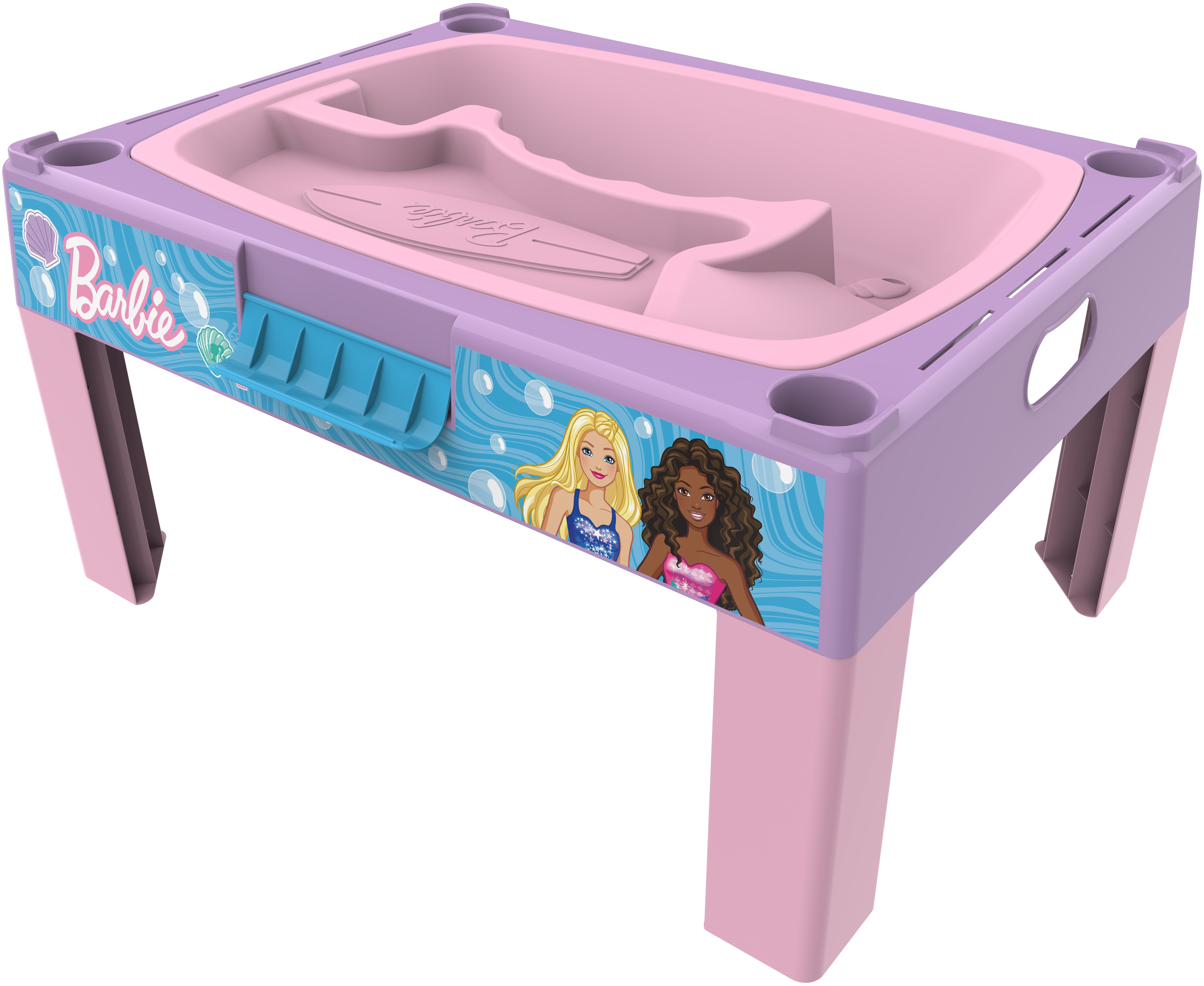 Barbie Beach & Waves Playset, Sand & Water Table for Children, Glossy Pink, Caucasian Doll, Ages 3+